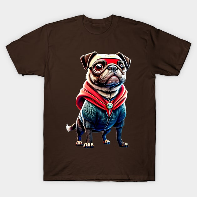 Cute Pug in Mysterious Magician Costume - Adorable Pug Dressed up as a Mystic T-Shirt by fur-niche